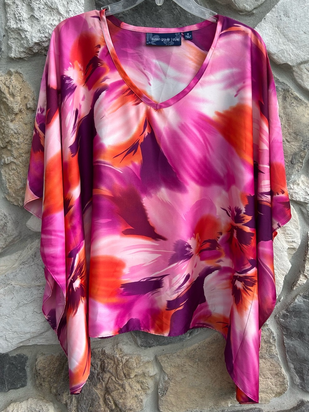 Susan Graver Kimono Blouse Size M Tropic Floral Lightweight Top Feminine Resort